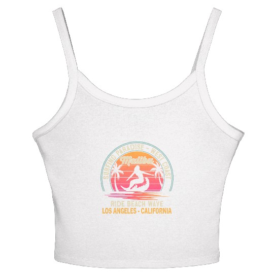 A NEST COAST NG PARADISE - SURFING Malibu RIDE BEA Women's Spaghetti Strap Tank Top