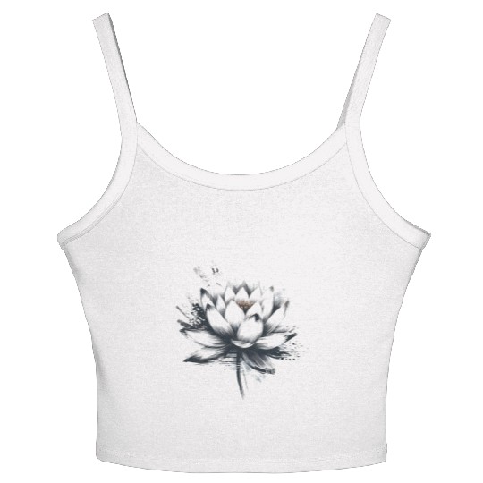 Modern Lotus with Brushstroke Effect Women's Spaghetti Strap Tank Top