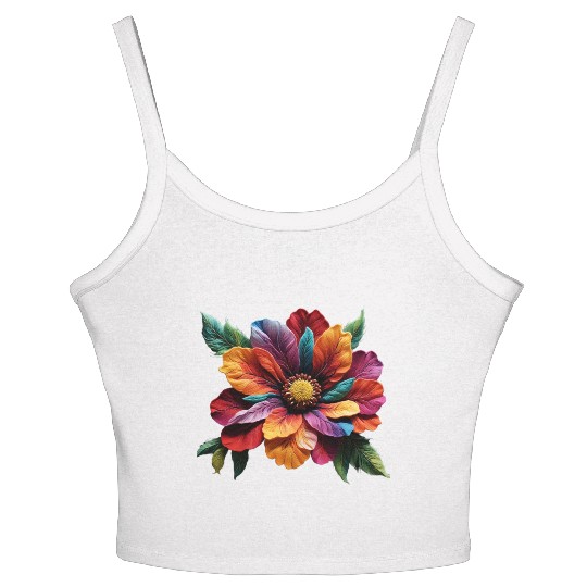 Spectrum Bloom - A Symphony of Floral Hues Women's Spaghetti Strap Tank Top
