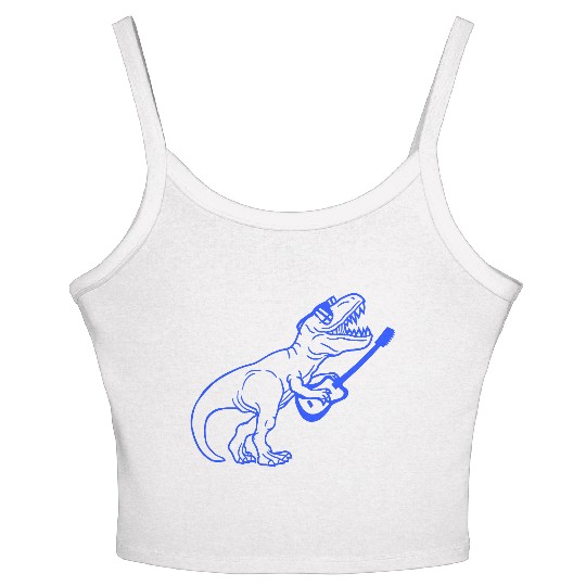 T. Rex Dino DJ Dinosaur Party Animal Plays Guitar Women's Spaghetti Strap Tank Top