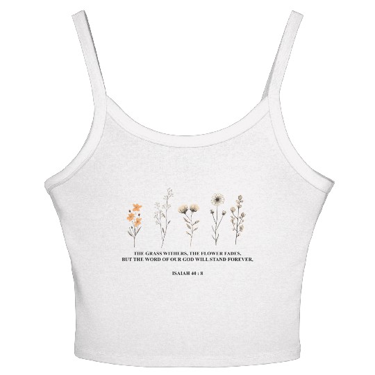 Wild Flowers Bible Verse Floral Religious Women's Spaghetti Strap Tank Top