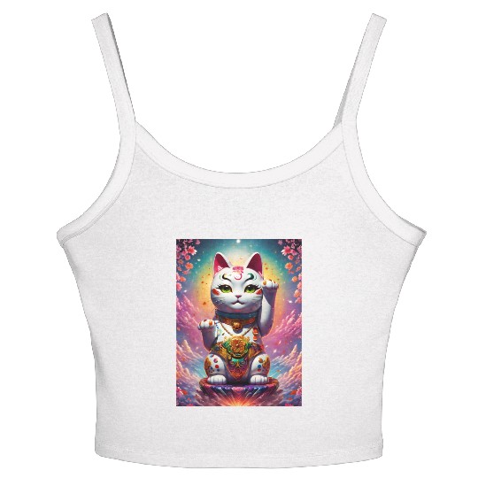 Maneki neko lucky cat Women's Spaghetti Strap Tank Top