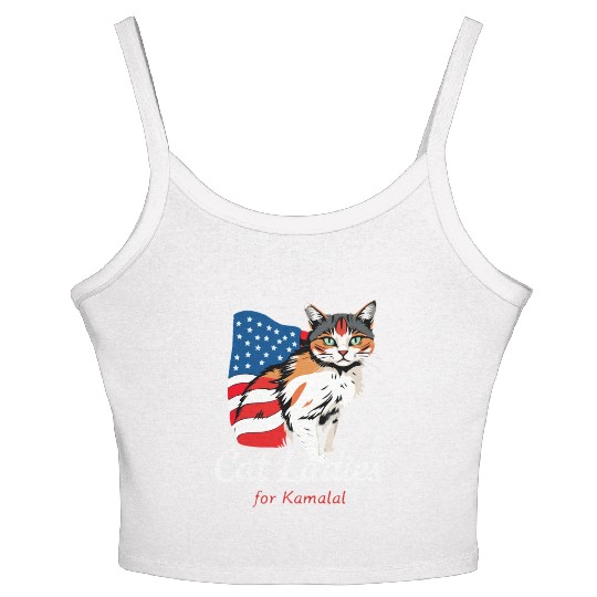 Cat Ladies for Kamala A Patriotic Fusion Women's Spaghetti Strap Tank Top