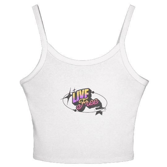 Live Free - Vibrant Y2K Streetwear Women's Spaghetti Strap Tank Top