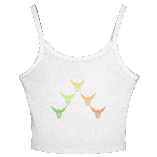 Black And White Illustrated Eagle Women's Spaghetti Strap Tank Top