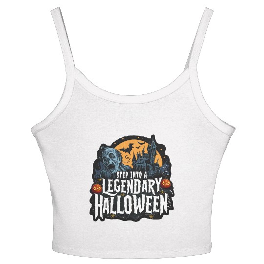 Spine Chilling Spooky Halloween Horror Design Women's Spaghetti Strap Tank Top
