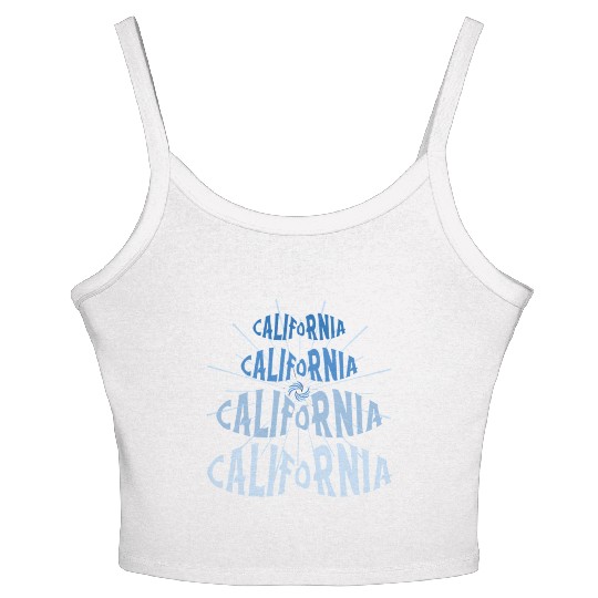 California West Coast Golden State Blue Graphic Women's Spaghetti Strap Tank Top