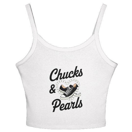 Chucks And Pearls 2024 I'M With Her Kamala 2024 Women's Spaghetti Strap Tank Top