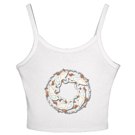 funny geese run, vintage geese run mandala Women's Spaghetti Strap Tank Top
