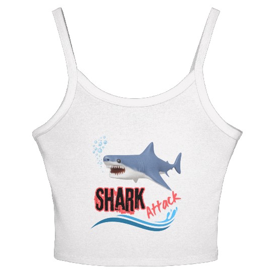 A different unique colorful shark attack design Women's Spaghetti Strap Tank Top