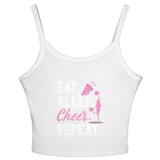 Cheerleading Dance Cheerleader Girls Eat Sleep Women's Spaghetti Strap Tank Top