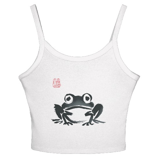 Grumpy Frog Illustration - Funny Animal Art Women's Spaghetti Strap Tank Top