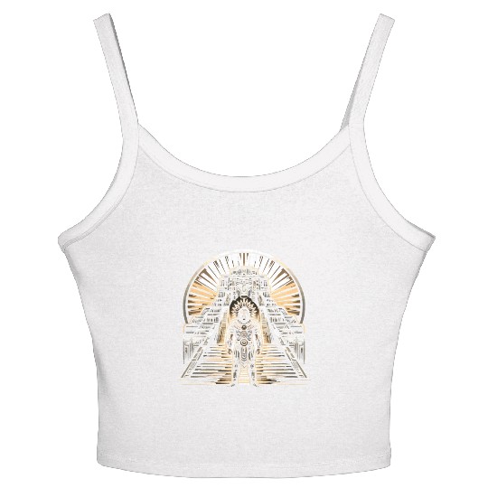Aztec Warrior Mask with Tribal Art and Ancient Women's Spaghetti Strap Tank Top