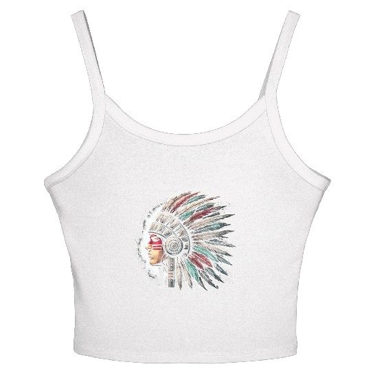 Aztec Warrior Mask with Tribal Art and Ancient Women's Spaghetti Strap Tank Top