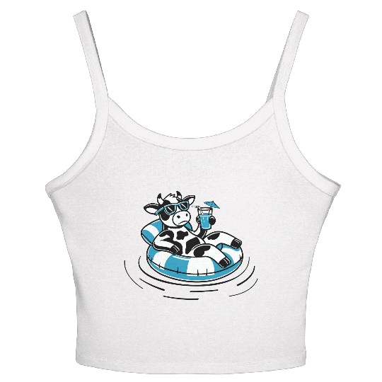Cool Cow Float Women's Spaghetti Strap Tank Top