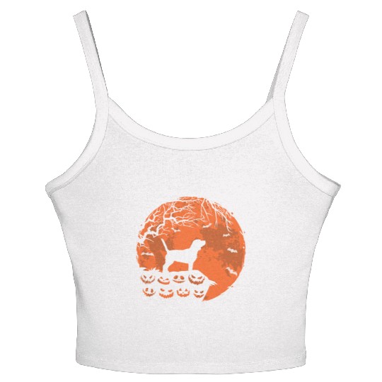 Beagle Dog dogs And Moon Halloween Dog Lover Gift Women's Spaghetti Strap Tank Top