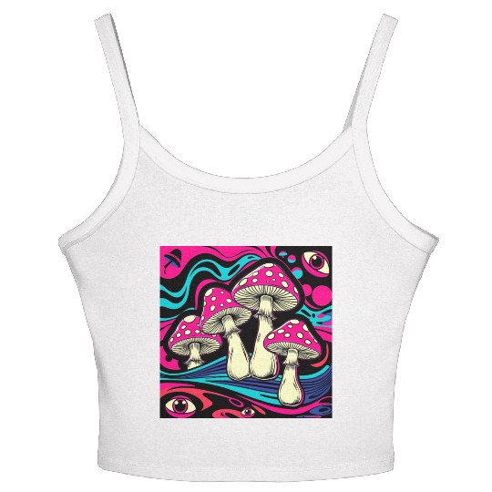 Psychedelic Shrooms: Neon Fungi Fantasy Women's Spaghetti Strap Tank Top