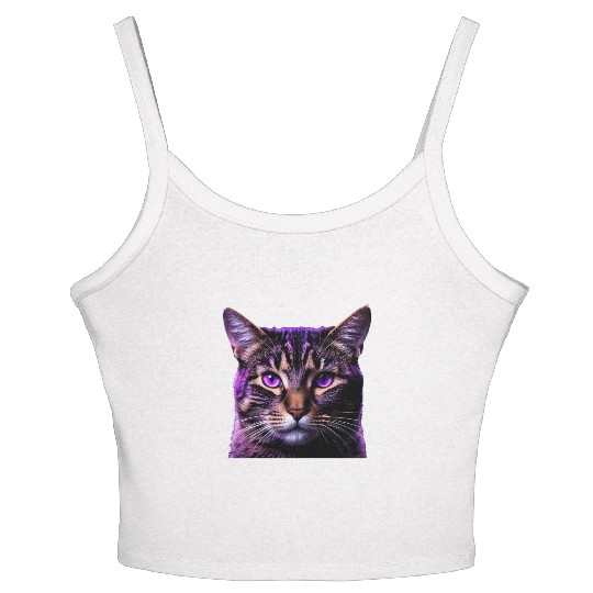 Vivid Lilac-Eyed Tabby Cat Portrait Women's Spaghetti Strap Tank Top
