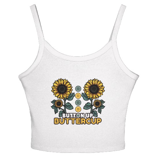 Button Up Buttercup Women's Spaghetti Strap Tank Top