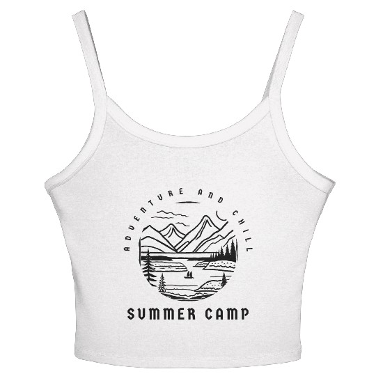 Adventure and Chill Summer Camp Mountain Women's Spaghetti Strap Tank Top