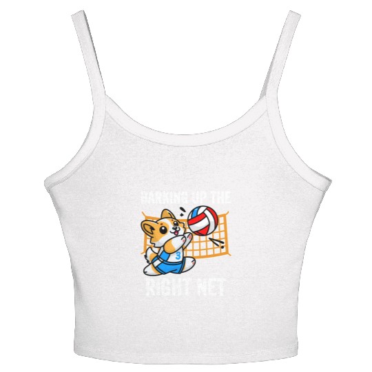 Barking Up the Right Net Funny Corgi Dog Humor Women's Spaghetti Strap Tank Top