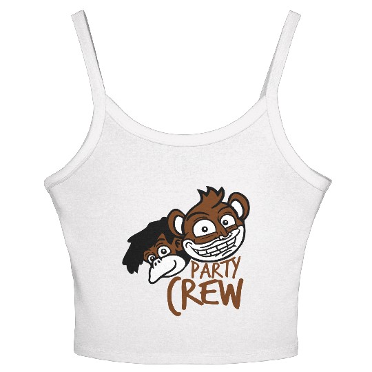 Monkey Chimpanzee Party Animals Crew Team Friends Women's Spaghetti Strap Tank Top
