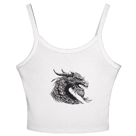 Mythical Dragon Head Illustration Women's Spaghetti Strap Tank Top