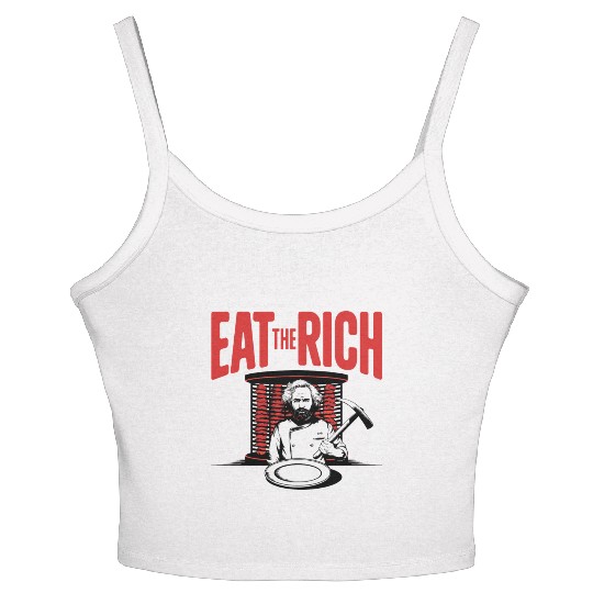 Eat The Rich Döner Kebab Satirical Design Women's Spaghetti Strap Tank Top