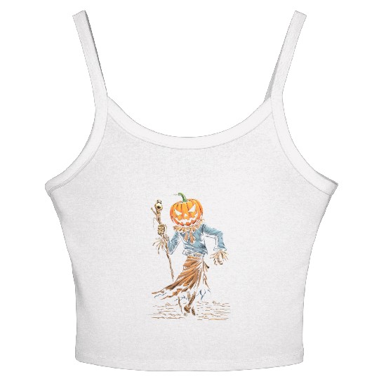 Spooky Halloween Scarecrow Women's Spaghetti Strap Tank Top