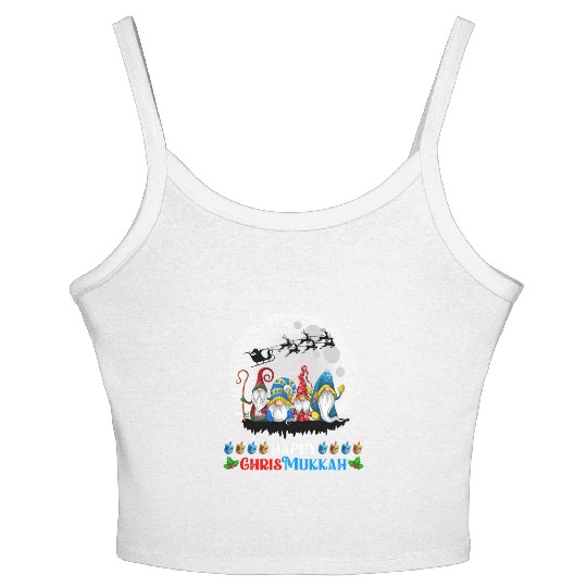 Happy Chrismukkah Gnomes Christmas Hanukkah Women's Spaghetti Strap Tank Top