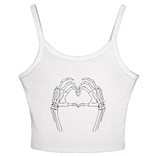 Heart skeleton hands halloween hearts vector path2 Women's Spaghetti Strap Tank Top