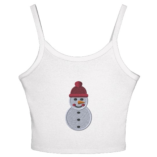 Snowman embroidered Women's Spaghetti Strap Tank Top