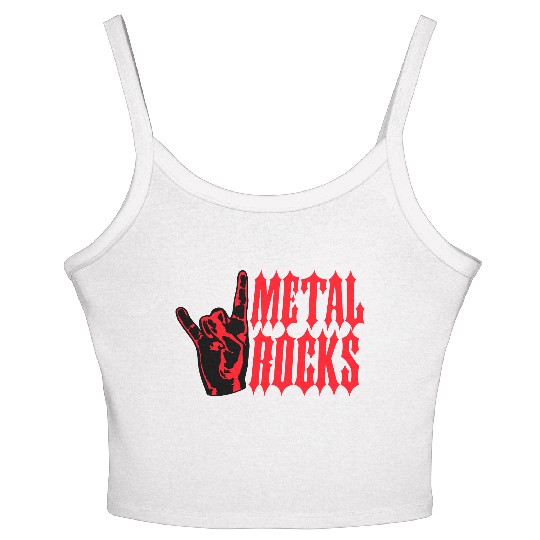 Heavy metal rocks hard rock music fun hand gesture Women's Spaghetti Strap Tank Top