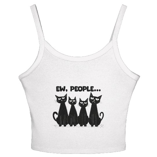Ew, People (Black Cats) by Asarteon Women's Spaghetti Strap Tank Top