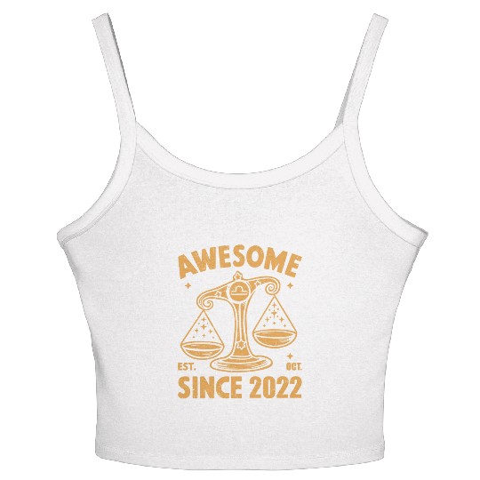 Awesome Since 2022 Libra Zodiac Birthday October Women's Spaghetti Strap Tank Top