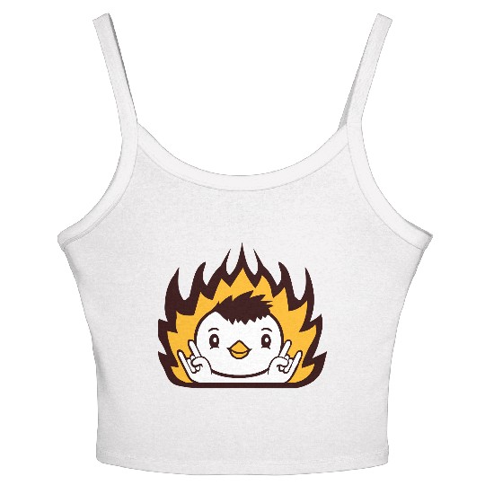 Fire Heavy Metal Duck Bird Chick Rock Hand Gesture Women's Spaghetti Strap Tank Top