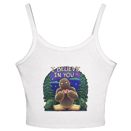 Bigfoot cryptid believe in you Women's Spaghetti Strap Tank Top