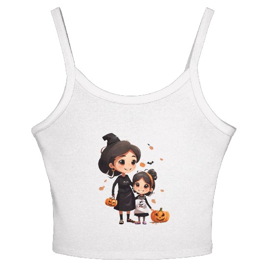 Mother and Daughter Halloween Trick-or-Treat Fun Women's Spaghetti Strap Tank Top