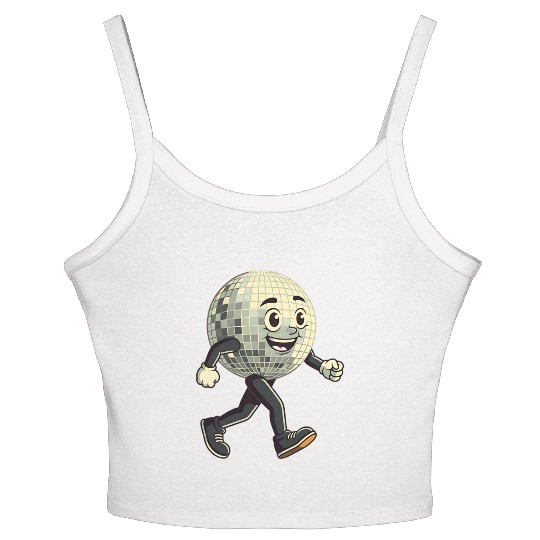 Disco Ball Walking - Retro Funk in Motion Women's Spaghetti Strap Tank Top