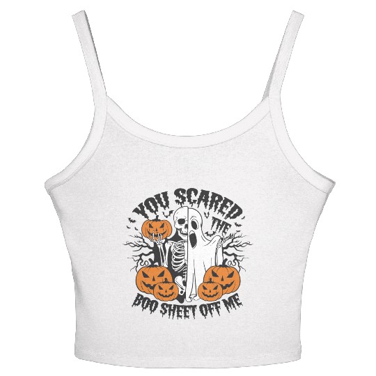 A skeleton with a Halloween costume on it Women's Spaghetti Strap Tank Top