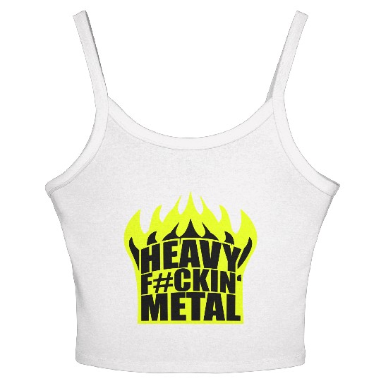 Heavy F#ckin' Metal Hard Rock Fun Music Text Quote Women's Spaghetti Strap Tank Top