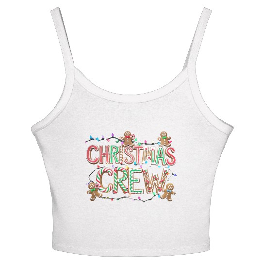 Gingerbread and Candy Christmas Crew with Lights Women's Spaghetti Strap Tank Top