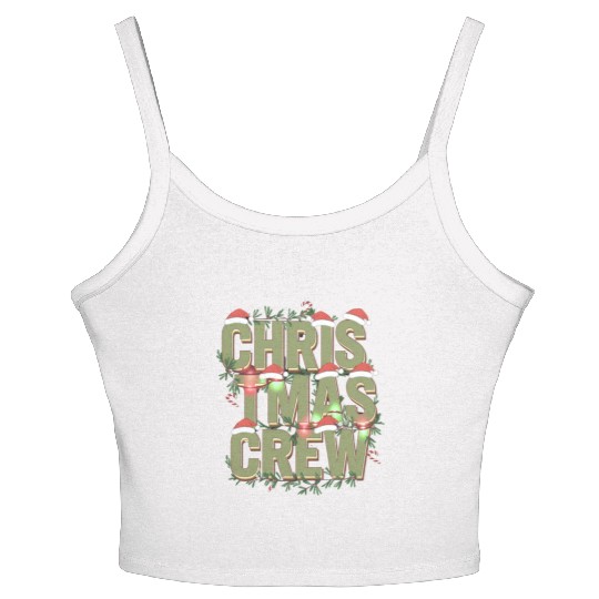 Christmas Crew with Santa Hats and Candy Canes Women's Spaghetti Strap Tank Top