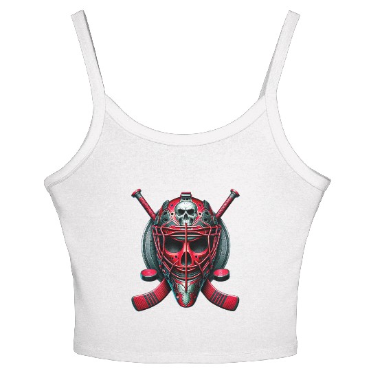 Red Skull Hockey Goalie Women's Spaghetti Strap Tank Top