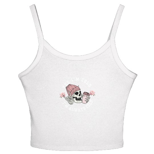 Yes I'm Cold I'm Always Cold Dancing Skeleton Hall Women's Spaghetti Strap Tank Top