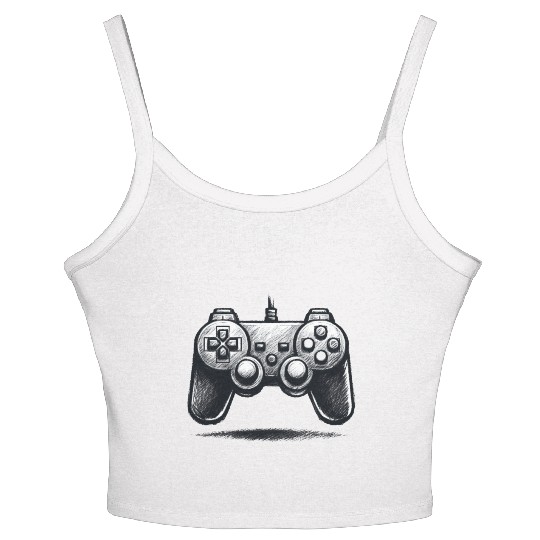 Gamer Controller Cartoon Charcoal Gaming Art Women's Spaghetti Strap Tank Top