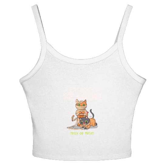 Spooky Seasons Trick or Treat Cat Mummy Women's Spaghetti Strap Tank Top