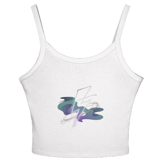 Electric Aurora: Lightning Meets Northern Lights Women's Spaghetti Strap Tank Top
