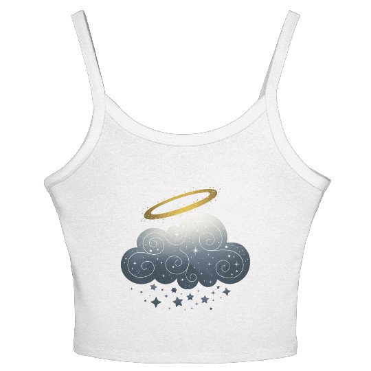 Celestial Embrace Cloud and Star in a Magical Glow Women's Spaghetti Strap Tank Top