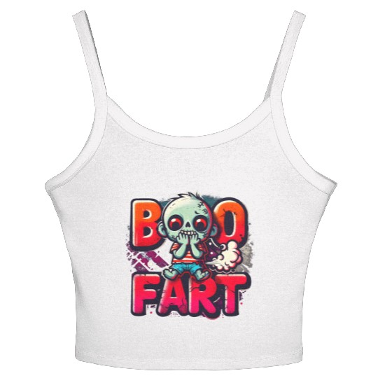 Boo Fart Funny Cute Stinky Zombie Halloween Undead Women's Spaghetti Strap Tank Top